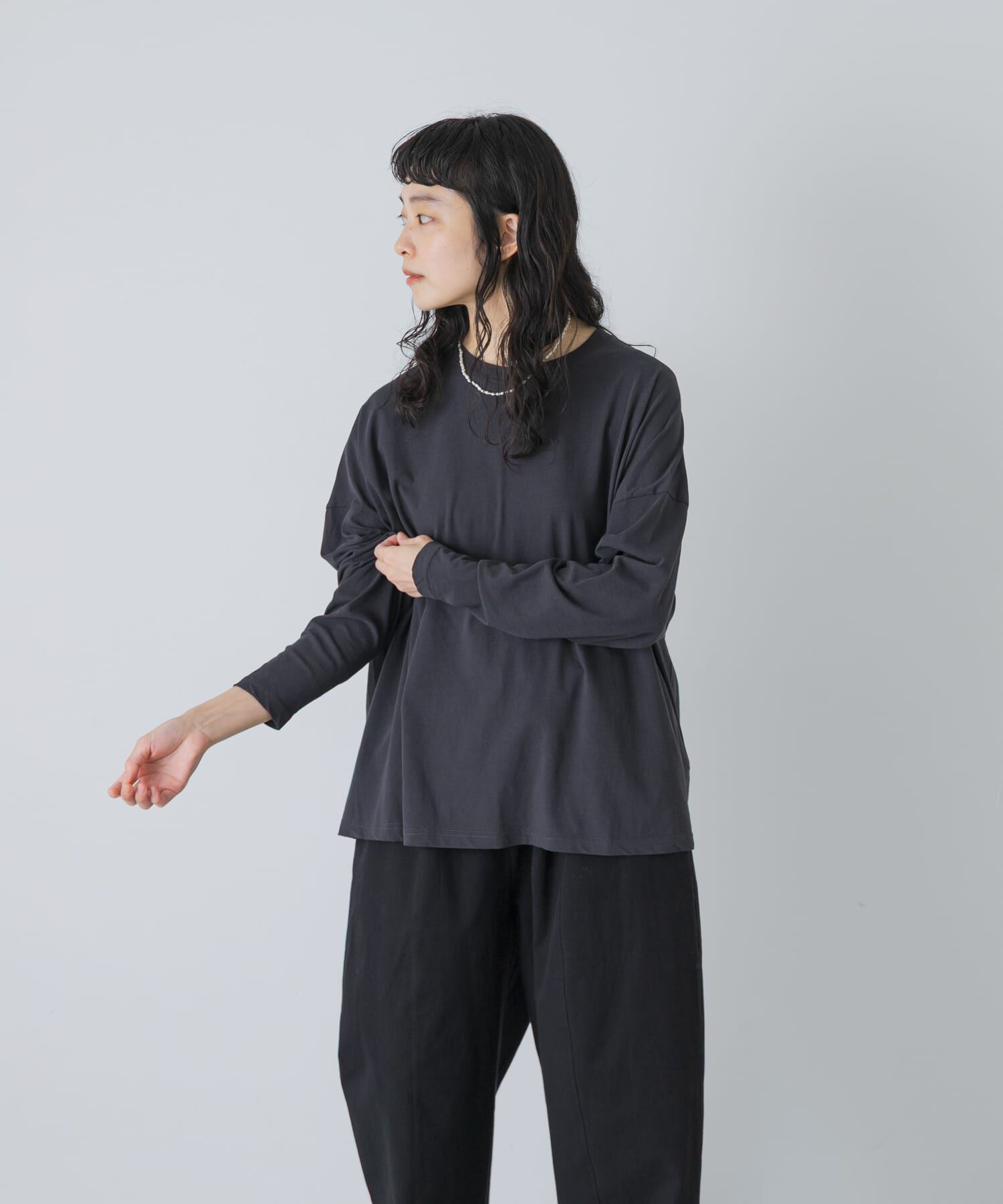 かぐれ「ハイツイストコットン長袖Tシャツ」|Tシャツ・カットソー|