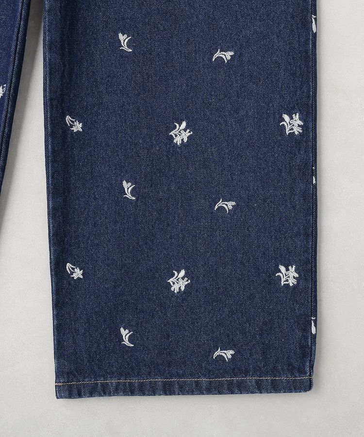 earth music&ecology「刺繍ワイドデニムパンツ」|デニム|