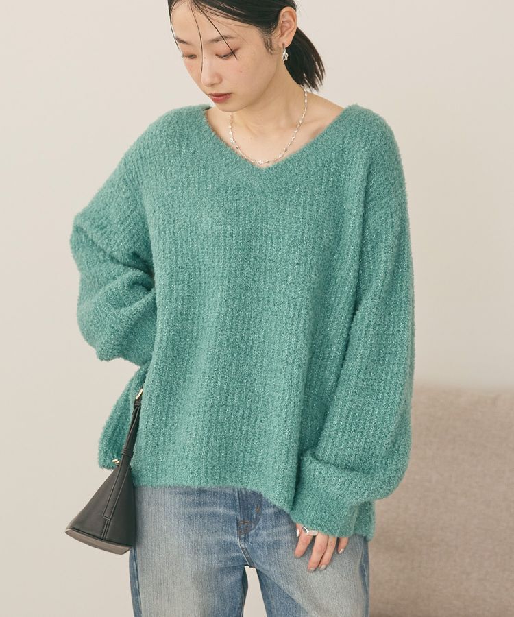 AMERICAN HOLIC「ミニシャギーラメニットプルオーバー」|ニット・セーター|Green