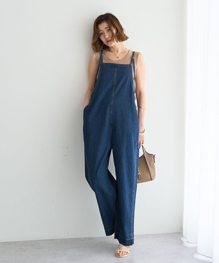 Editt by YECCA VECCA「綿麻デニムサロペット」|オールインワン|Indigo