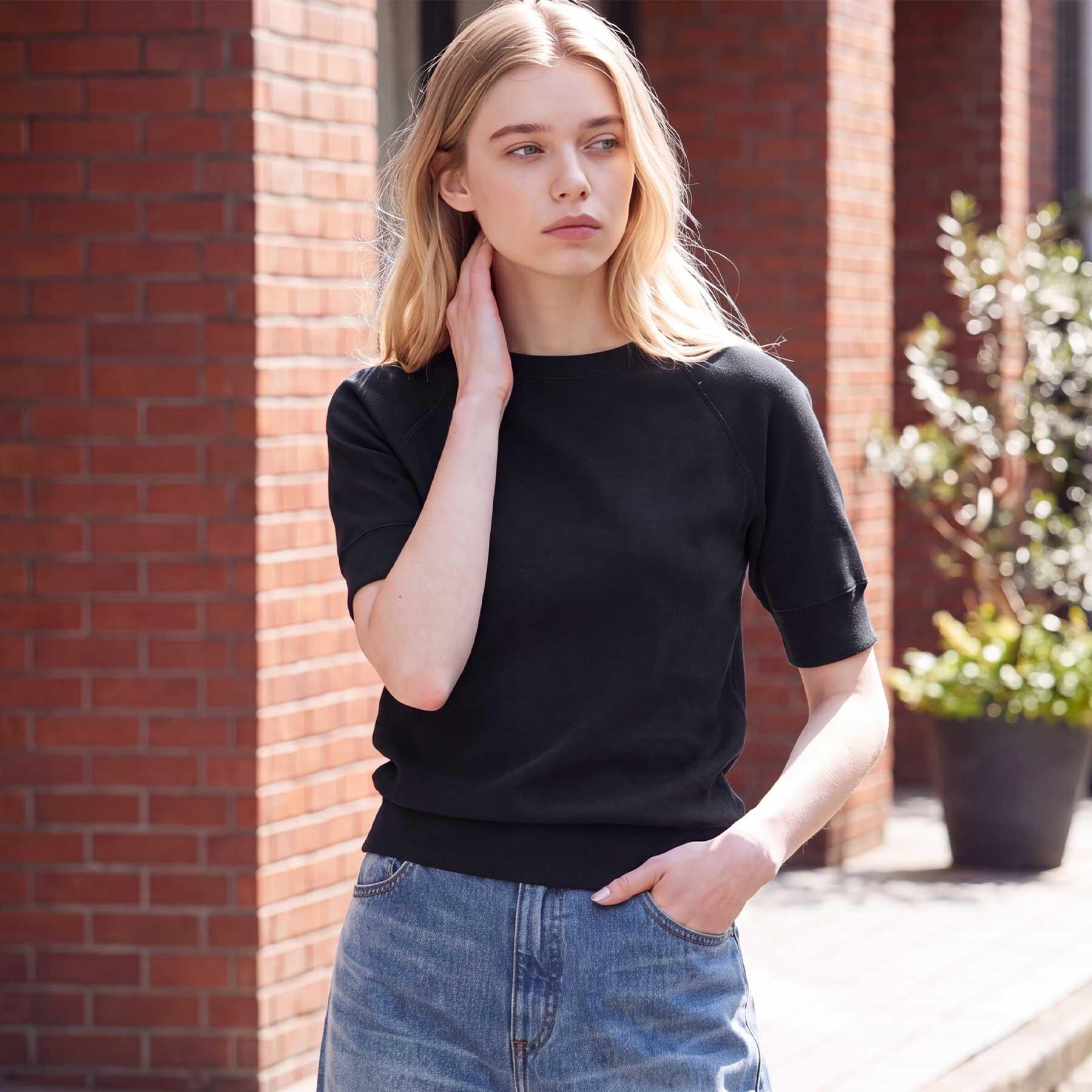 DRESSTERIOR「【定番/人気】ラグランハーフスリーブプルオーバー」|Tシャツ・カットソー|ブラック(919)