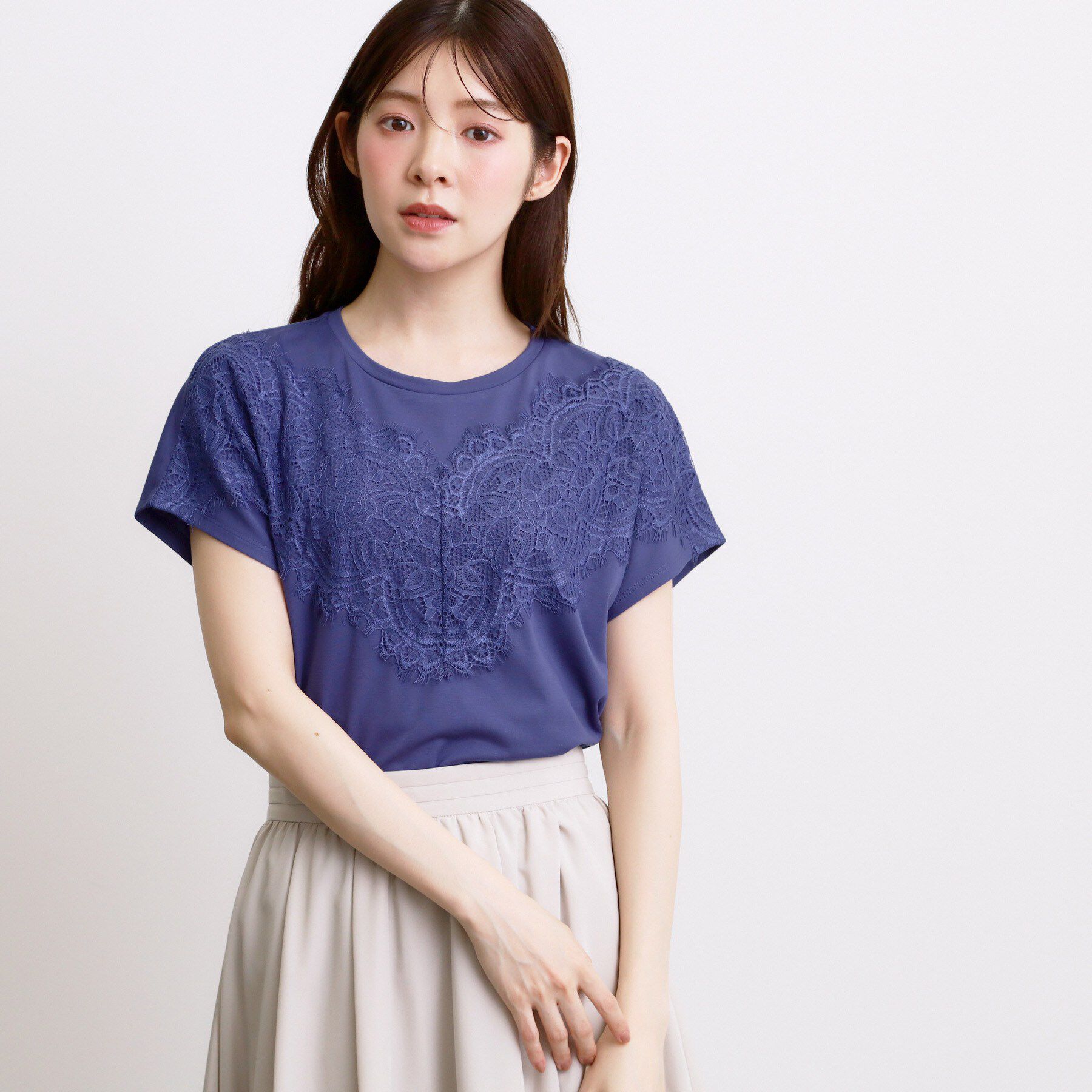 grove「【持続冷感/SET UP可】ひんやりポンチシリーズ／フロントレースドルマンカットソー」|Tシャツ・カットソー|