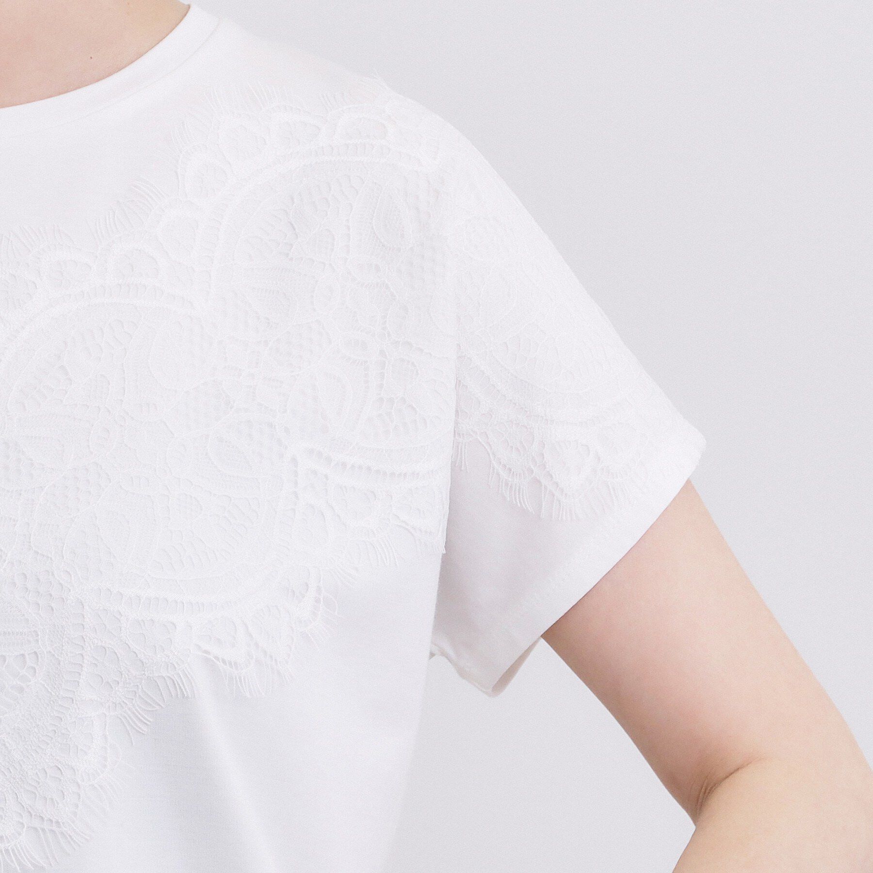 grove「【持続冷感/SET UP可】ひんやりポンチシリーズ／フロントレースドルマンカットソー」|Tシャツ・カットソー|