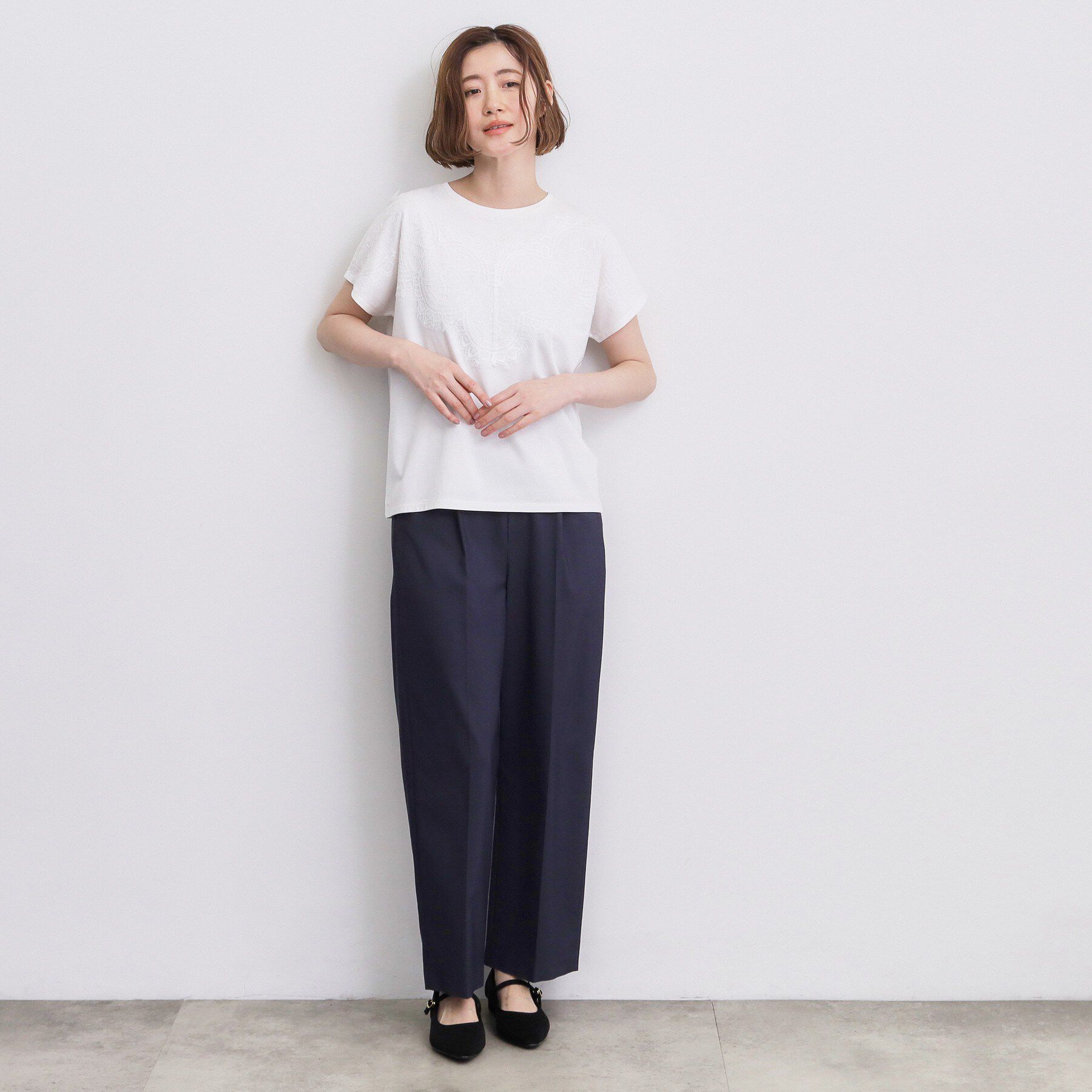 grove「【持続冷感/SET UP可】ひんやりポンチシリーズ／フロントレースドルマンカットソー」|Tシャツ・カットソー|