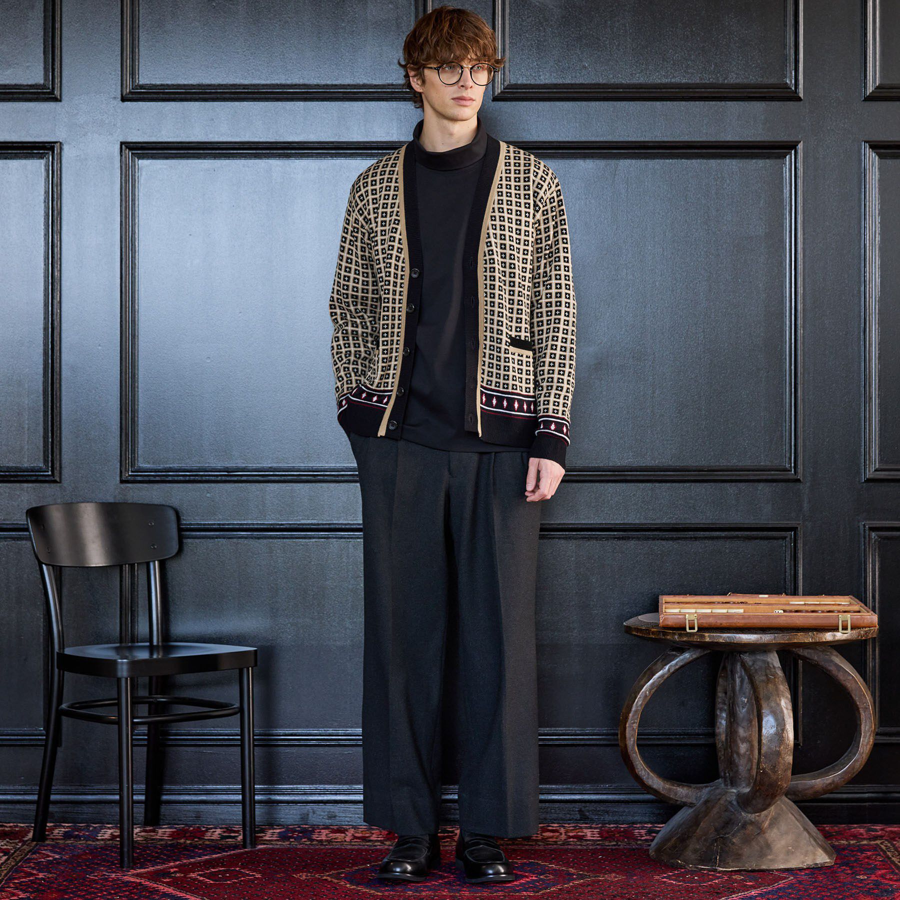 TAKEO KIKUCHI「【BOWLER HAT LABEL】ジオメトリック柄カーディガン」|カーディガン|