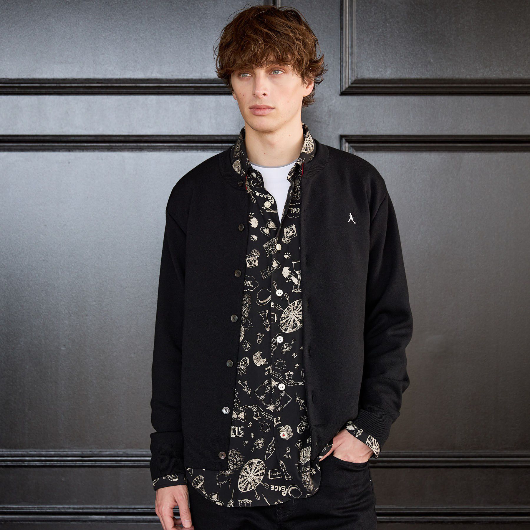 TAKEO KIKUCHI「【BOWLER HAT LABEL】日本製クルーネックカーディガン」|カーディガン|ブラック(019)