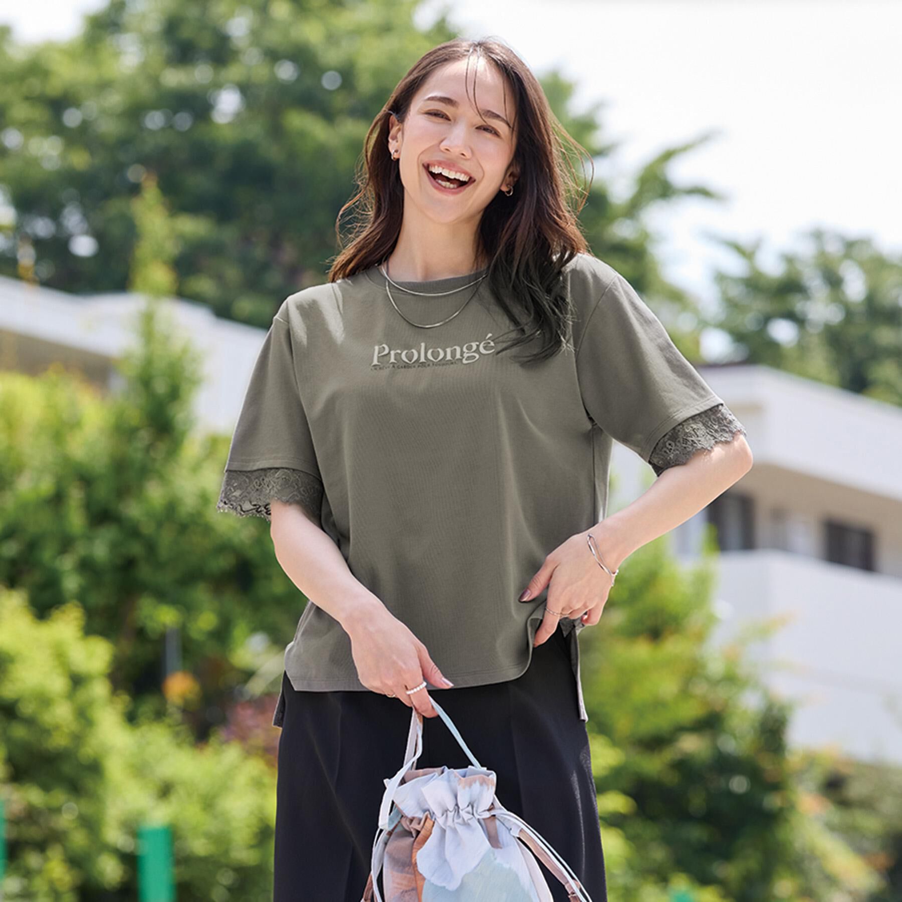 SHOO･LA･RUE「【UV/S-LL/洗濯機可】柄アソート お袖レースが旬顔 上品に決まる大人Tシャツ」|Tシャツ・カットソー|