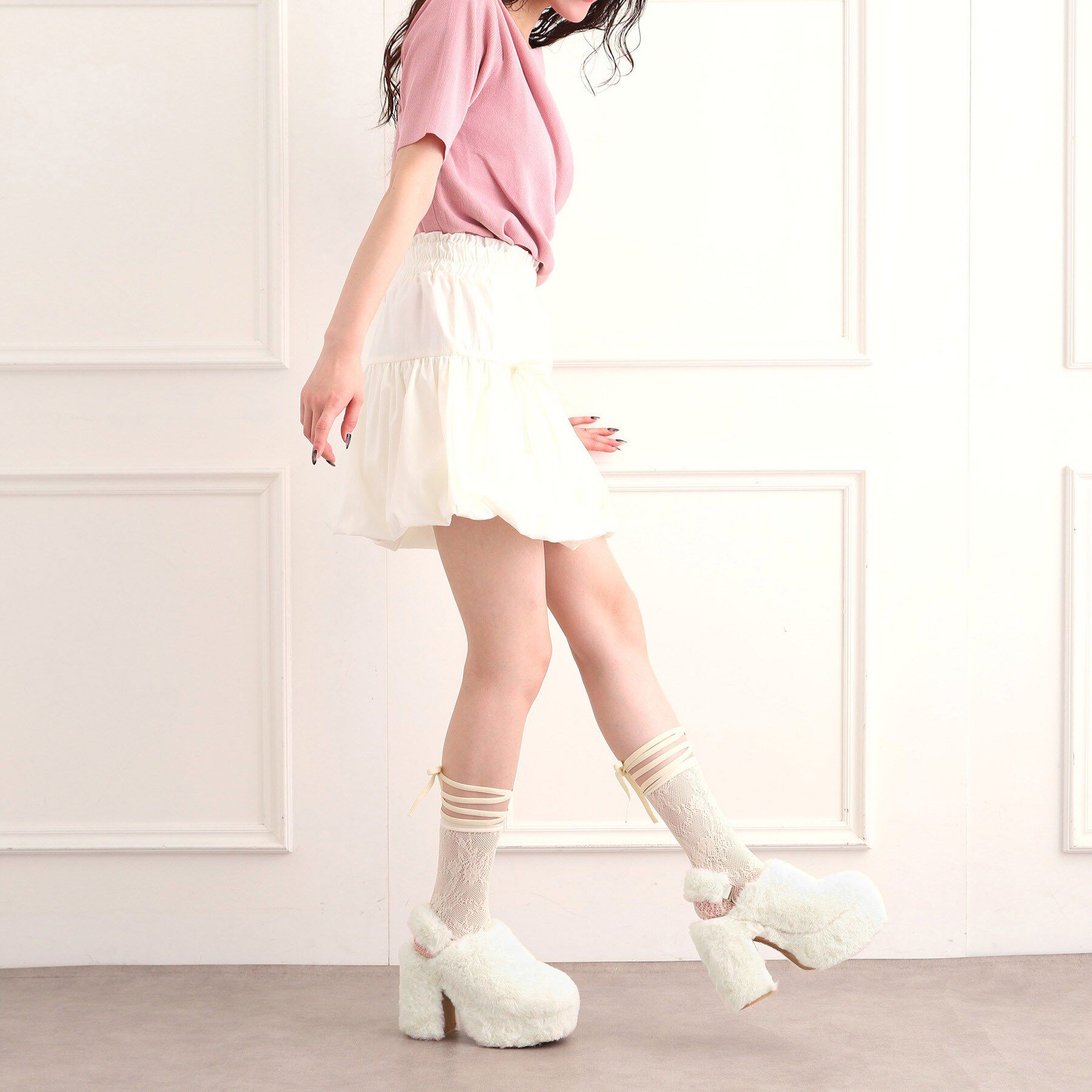 ESPERANZA「【ラク盛り／約12cm】フェイクファーサボ」|パンプス|