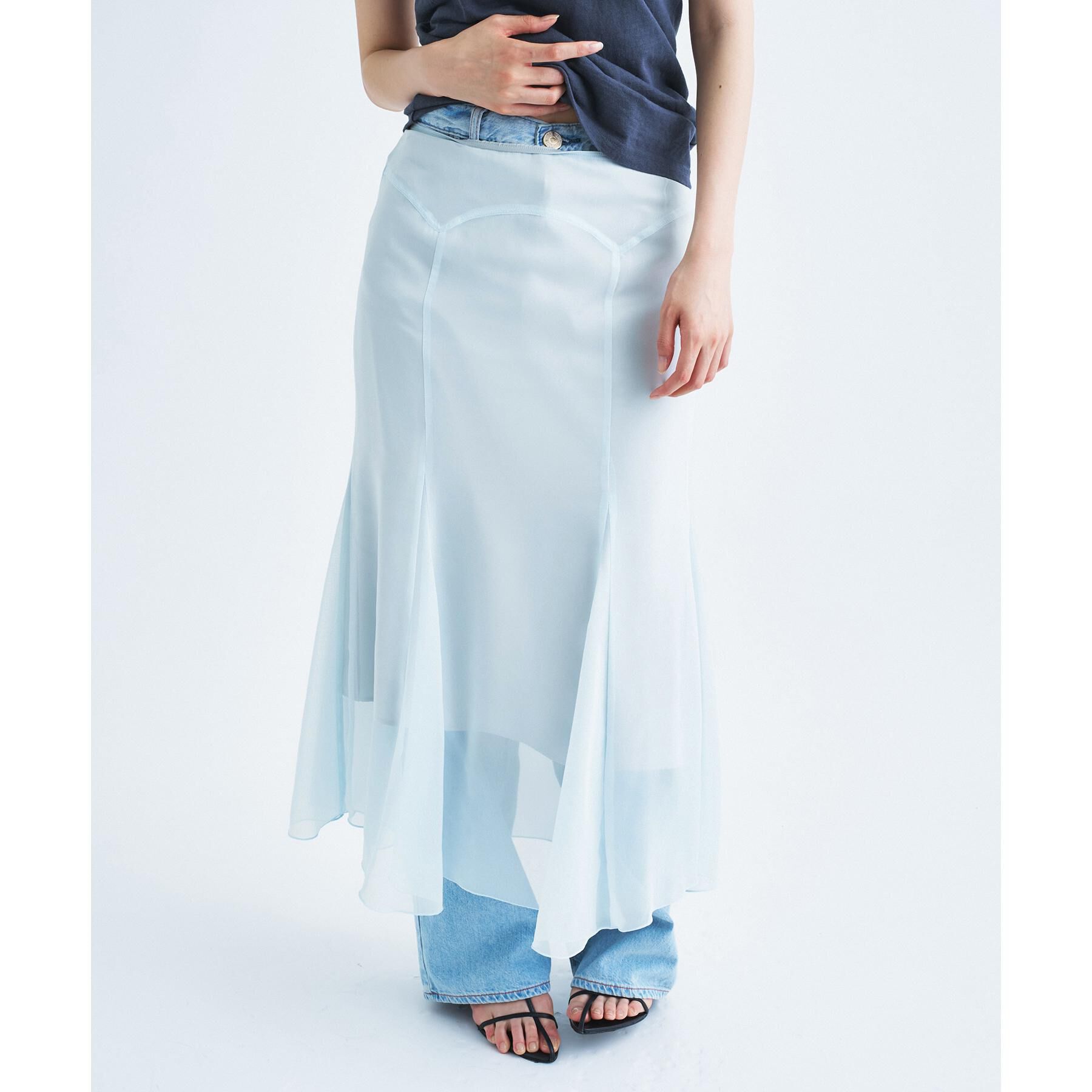 CODE A「sheer fit skirt」|スカート|サックスブルー(09
