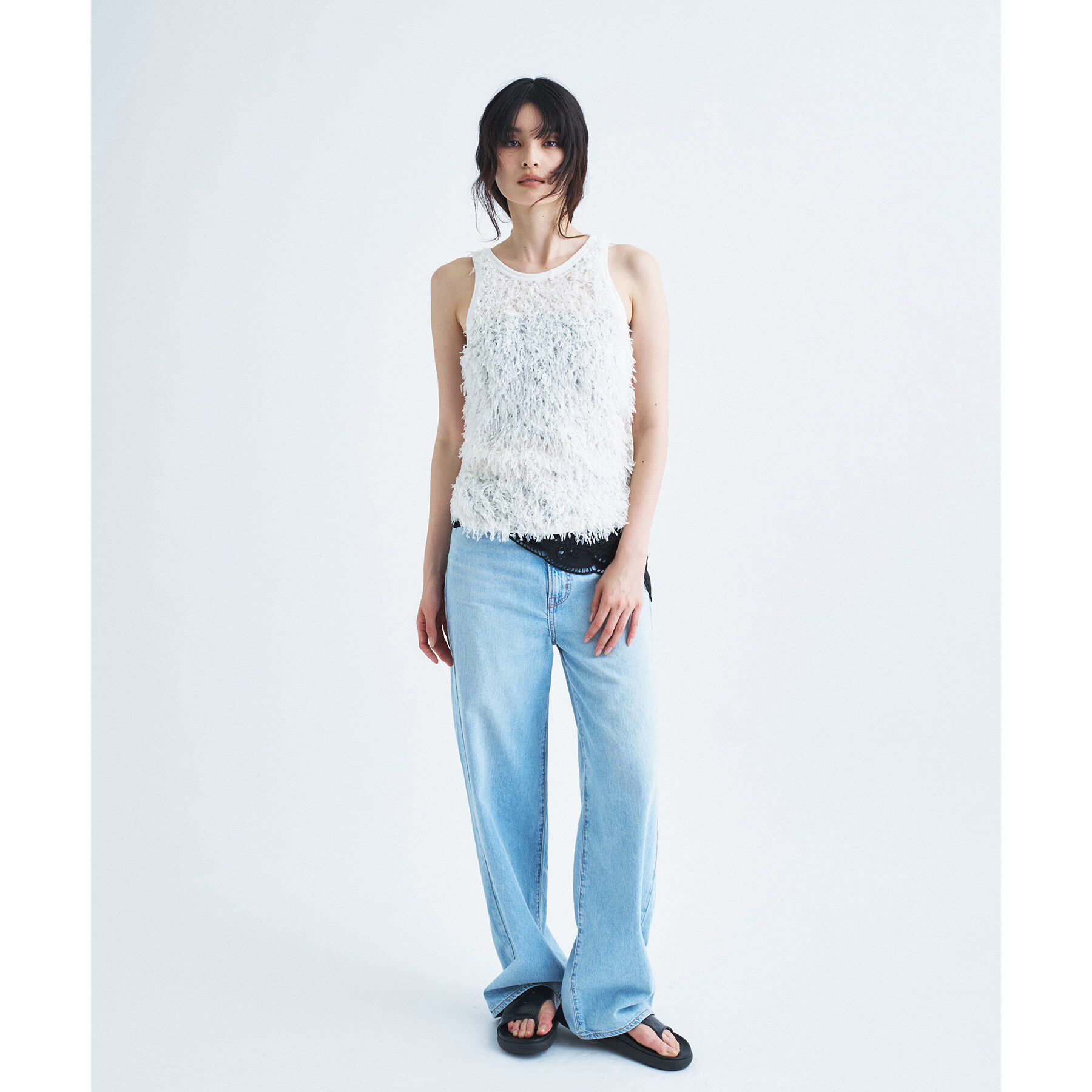 CODE A「IRONING｜feather tulle tank」|キャミソール|