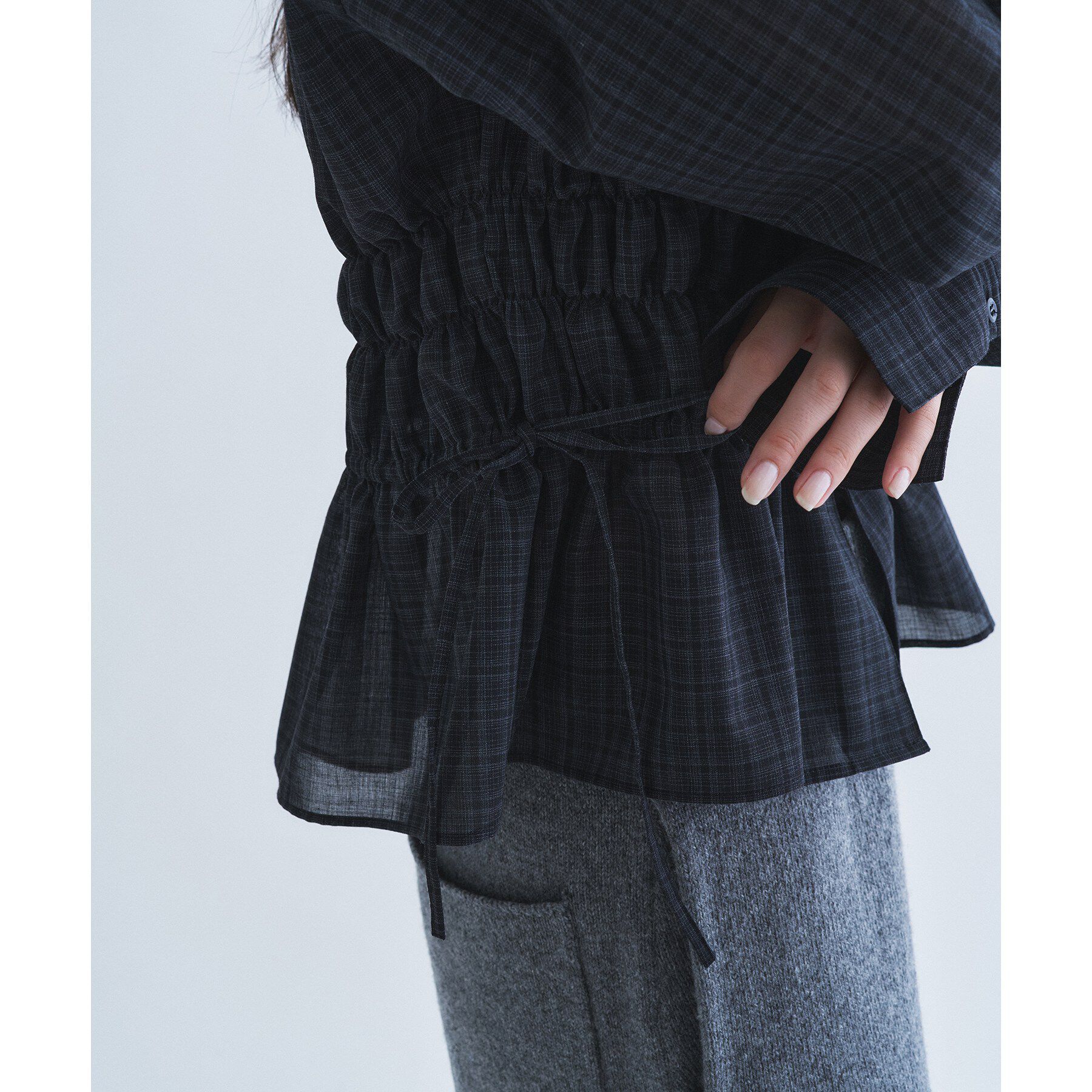 CODE A「light shirred check blouse」|シャツ・ブラウス|