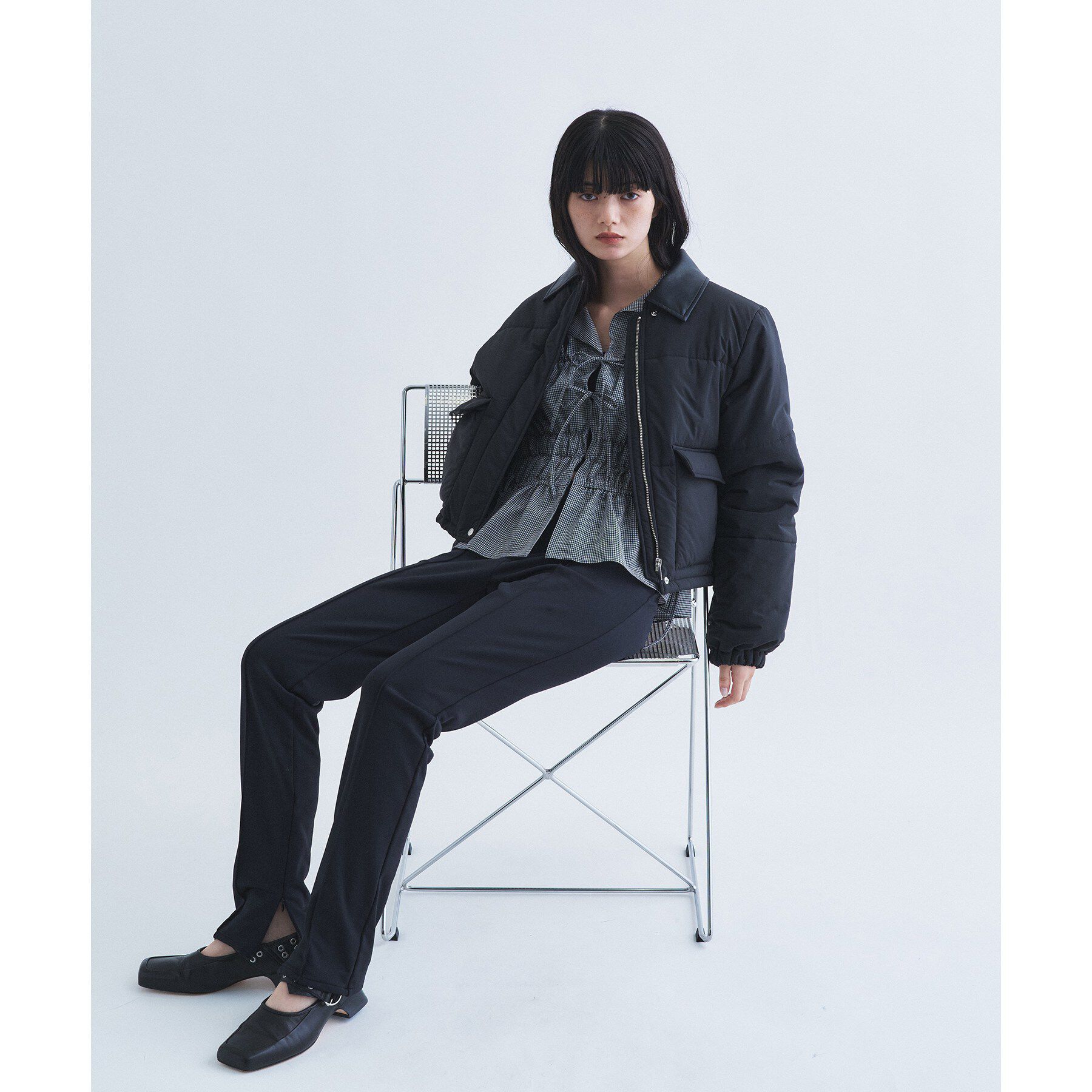 CODE A「light shirred check blouse」|シャツ・ブラウス|