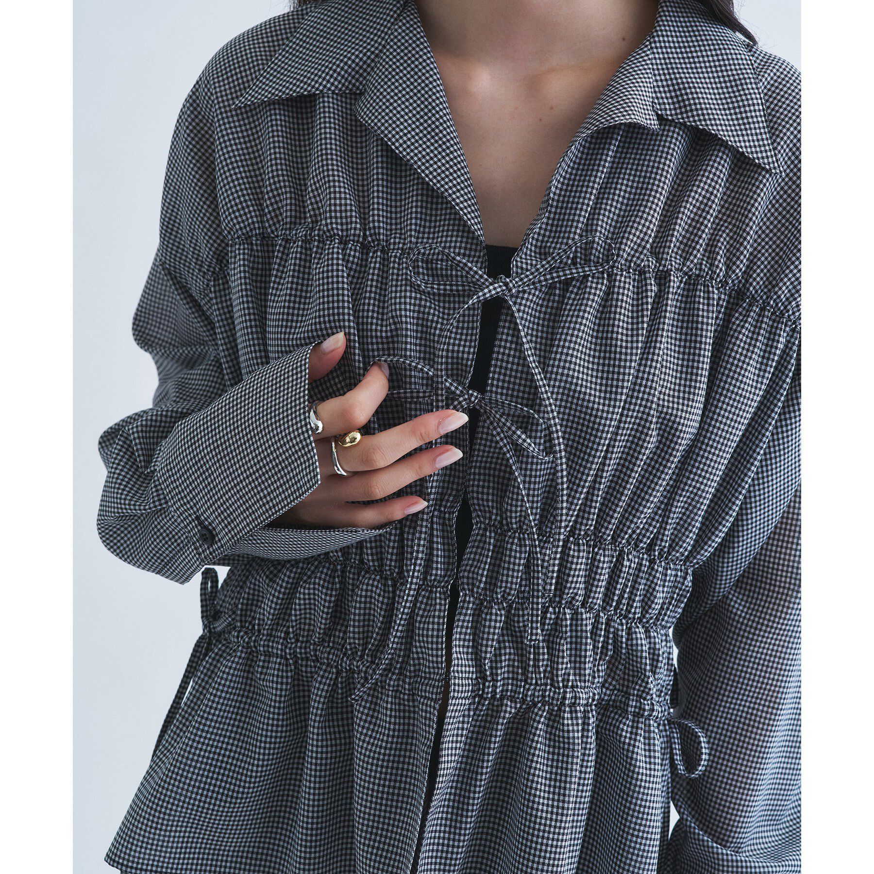 CODE A「light shirred check blouse」|シャツ・ブラウス|