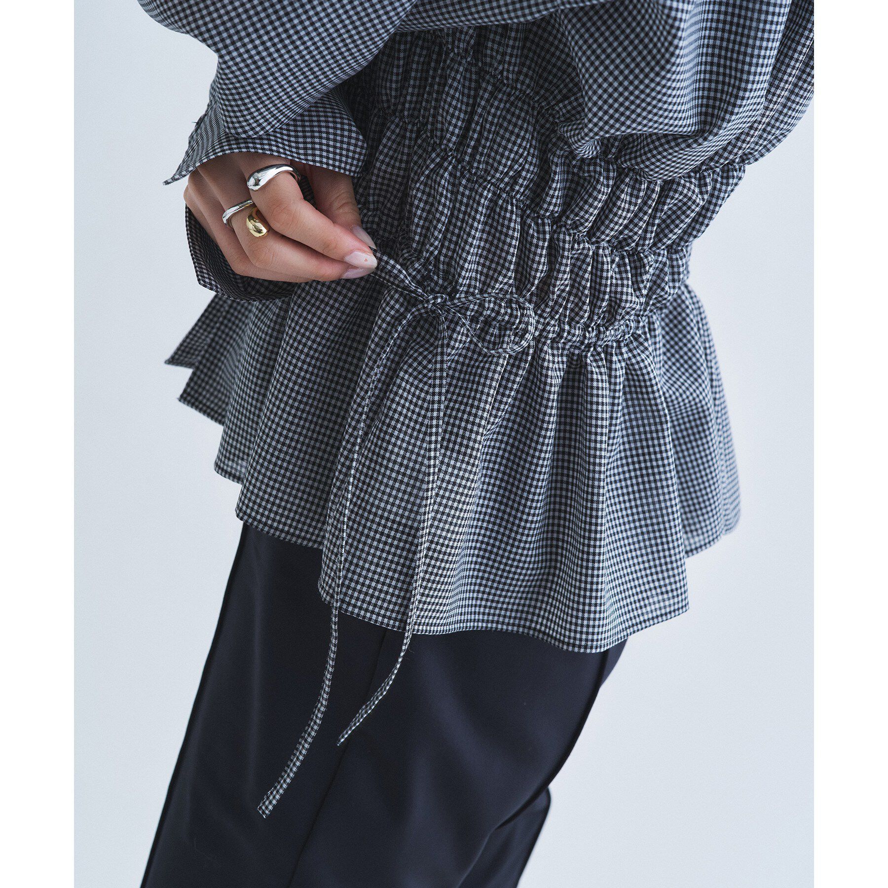 CODE A「light shirred check blouse」|シャツ・ブラウス|