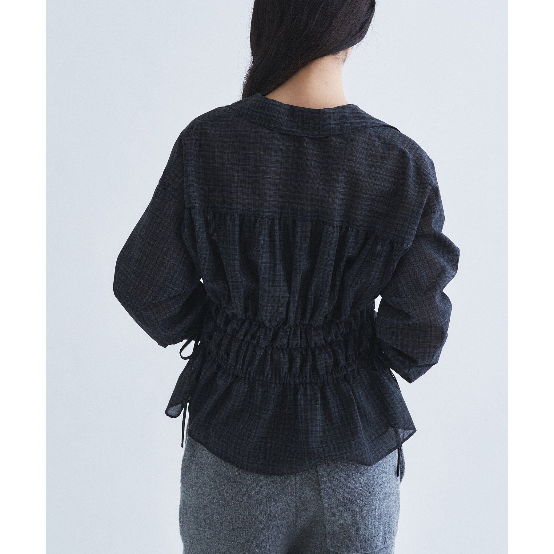 CODE A「light shirred check blouse」|シャツ・ブラウス|