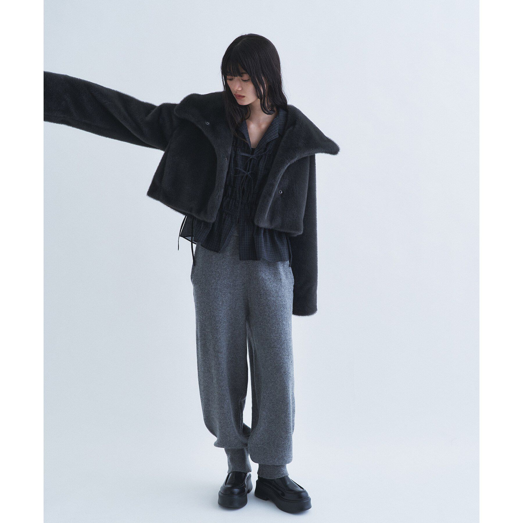CODE A「light shirred check blouse」|シャツ・ブラウス|
