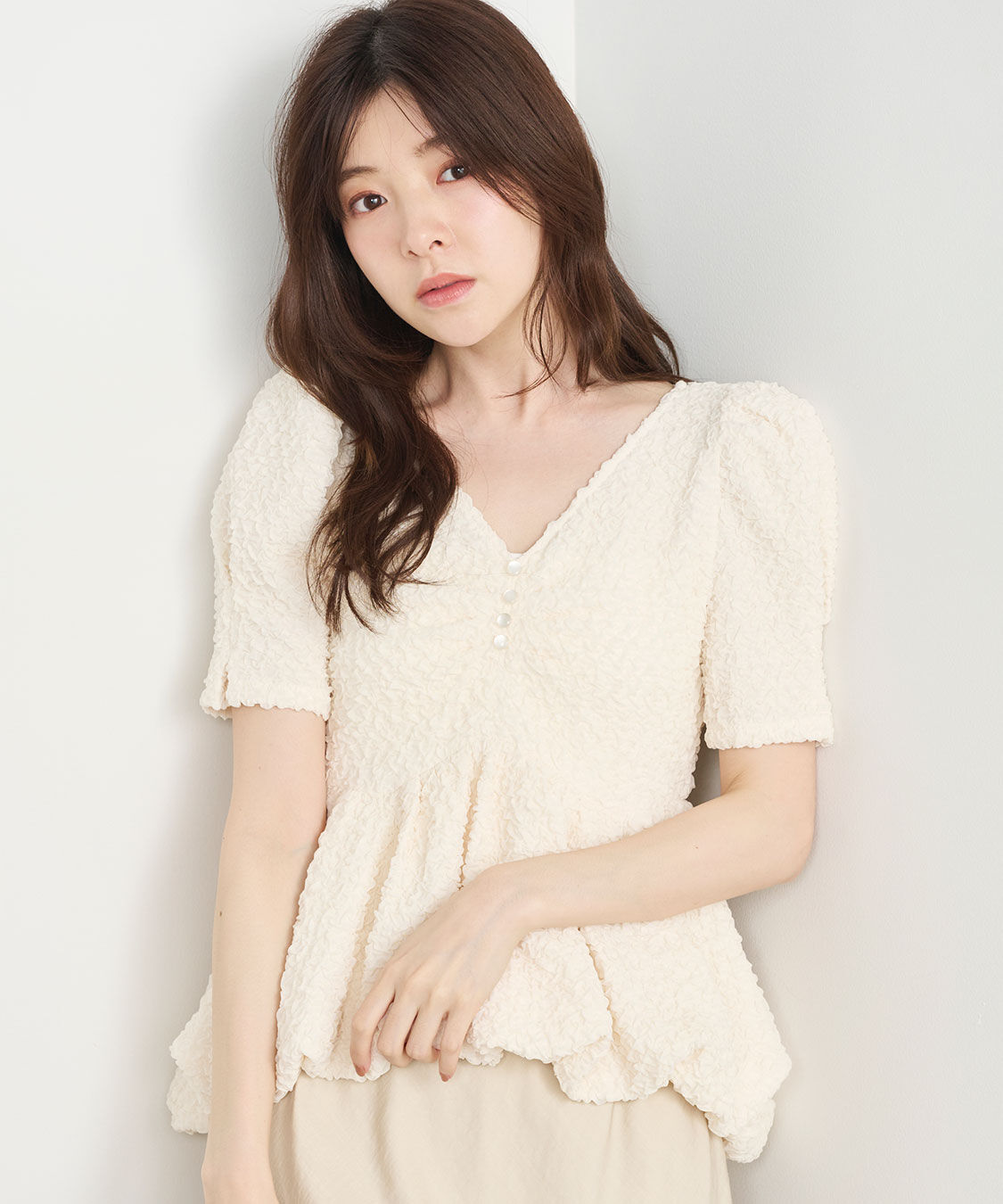 COCO DEAL「ふくれジャカードペプラムトップス」|Tシャツ・カットソー|