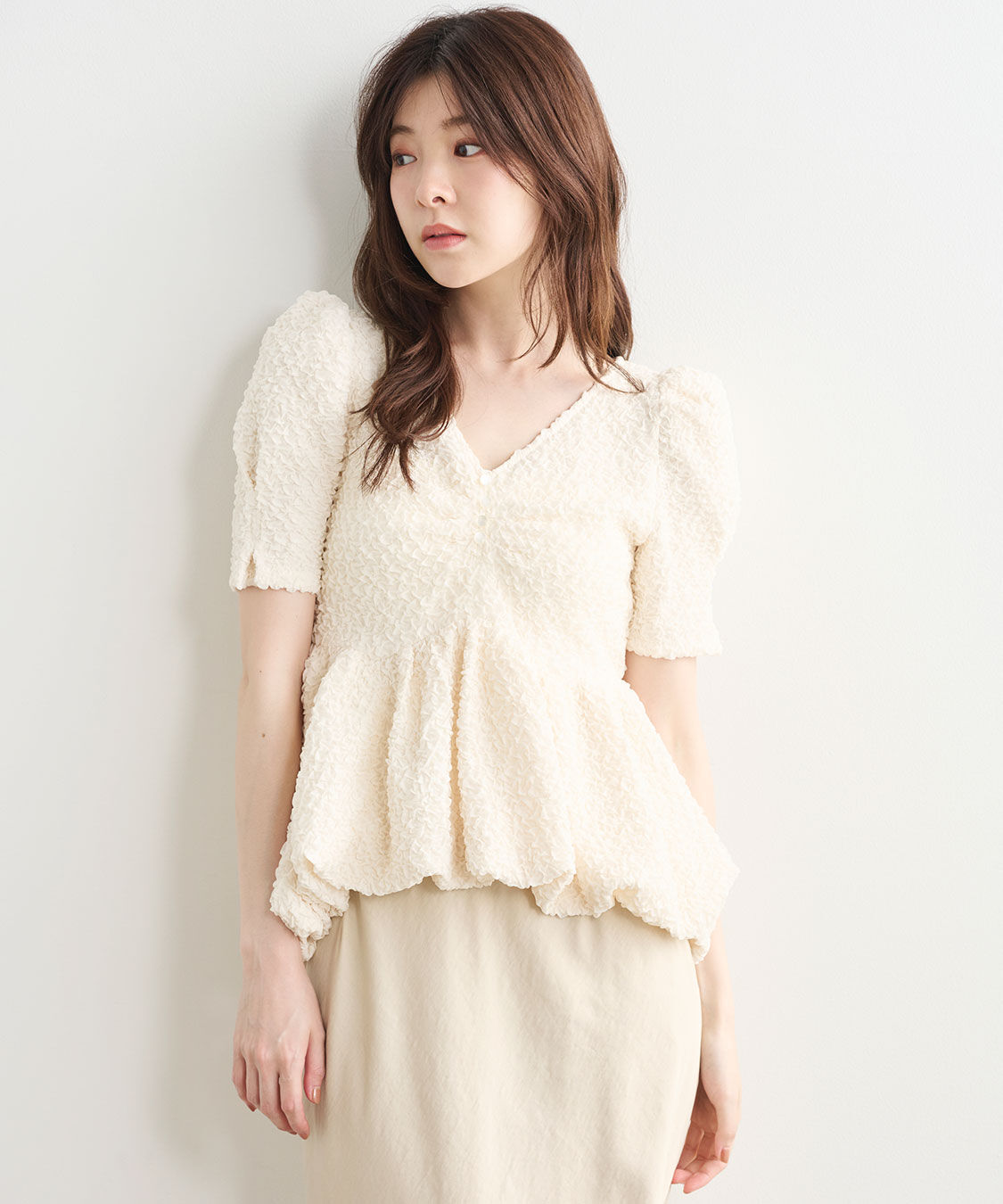 COCO DEAL「ふくれジャカードペプラムトップス」|Tシャツ・カットソー|