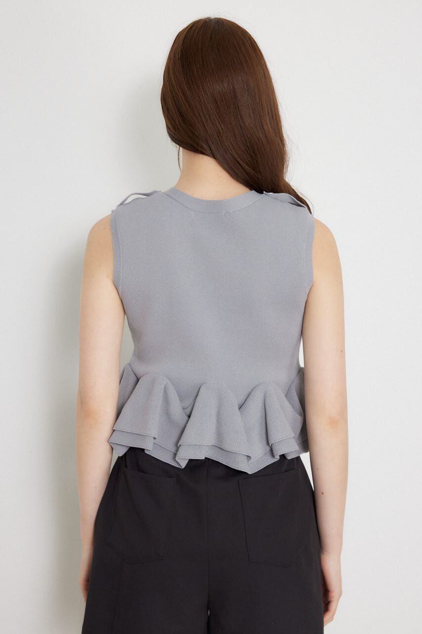 rienda「ボタンポイントペプラムニットトップス」|シャツ・ブラウス|