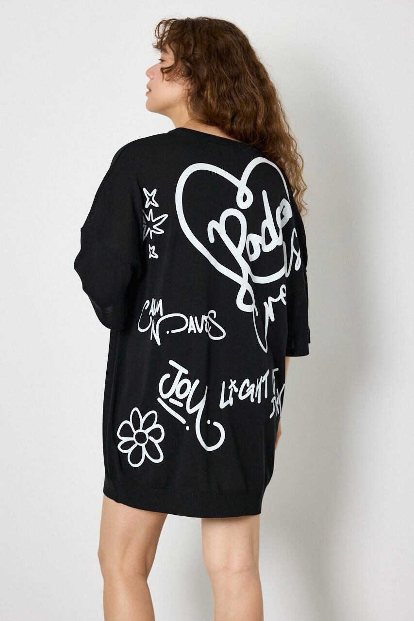 RODEO CROWNS「Doodle Messageニットワンピース」|ワンピース|BLK