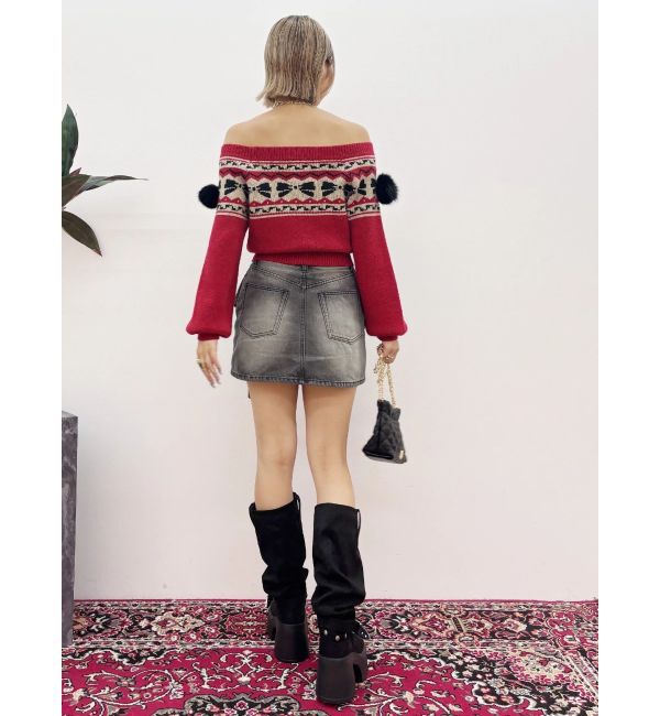 EVRIS「スリーブデザインデニムミニスカート」|スカート|