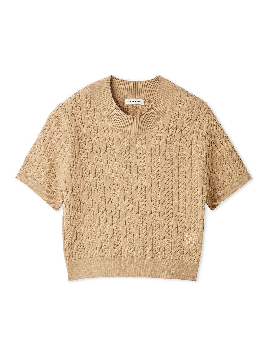 FRAY I.D「【ウォッシャブル】ハーフスリーブケーブルニットトップ」|ニット・セーター|