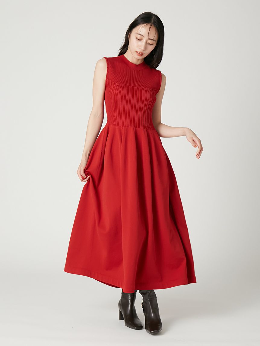 FRAY I.D「【ウォッシャブル】ホールガーメントランダムリブワンピース」|ワンピース|RED