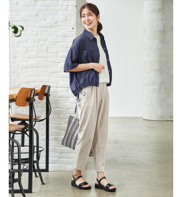 ikka「【雑誌InRed6月号掲載】冷感／デニム裾ドロストシャツ」|シャツ・ブラウス|