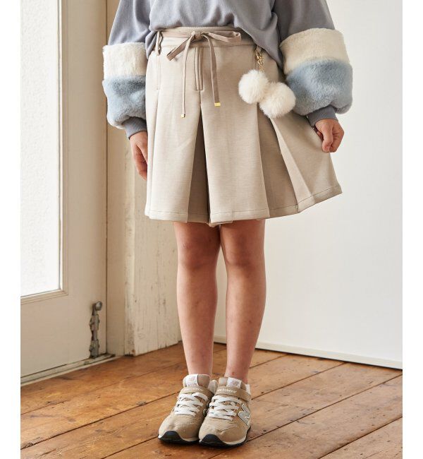ikka kids「ポンポン付きダンボールキュロット（120~160cm）」|スカート|