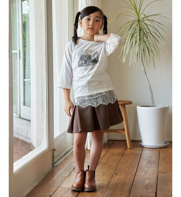 ikka kids「ポンポン付きダンボールキュロット（120~160cm）」|スカート|
