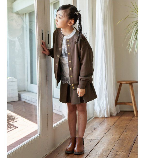 ikka kids「ポンポン付きダンボールキュロット（120~160cm）」|スカート|