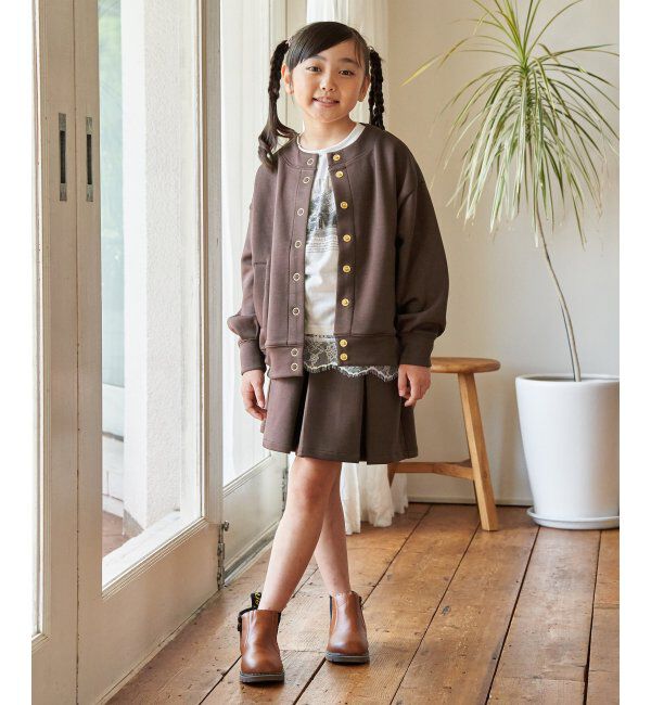ikka kids「ポンポン付きダンボールキュロット（120~160cm）」|スカート|