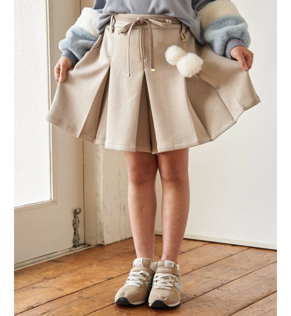 ikka kids「ポンポン付きダンボールキュロット（120~160cm）」|スカート|