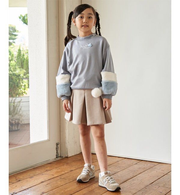 ikka kids「ポンポン付きダンボールキュロット（120~160cm）」|スカート|