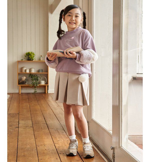 ikka kids「ポンポン付きダンボールキュロット（120~160cm）」|スカート|