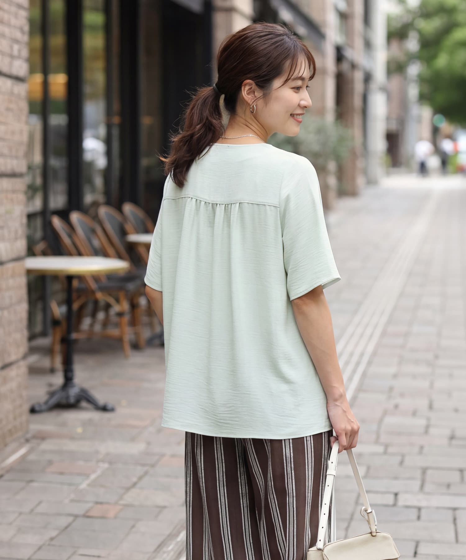 STYLE DELI「【LUXE】ウエストギャザーハーフスリーブブラウス」|シャツ・ブラウス|