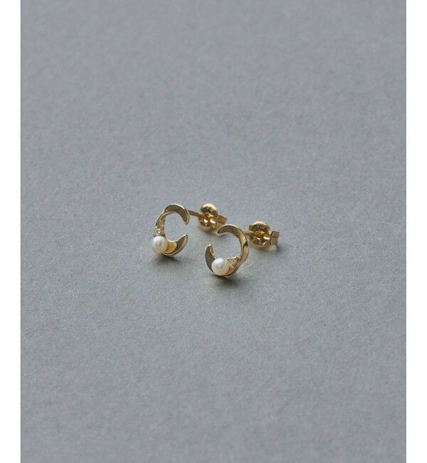 ete「K10YG パール/ダイヤモンド ピアス」|ピアス|