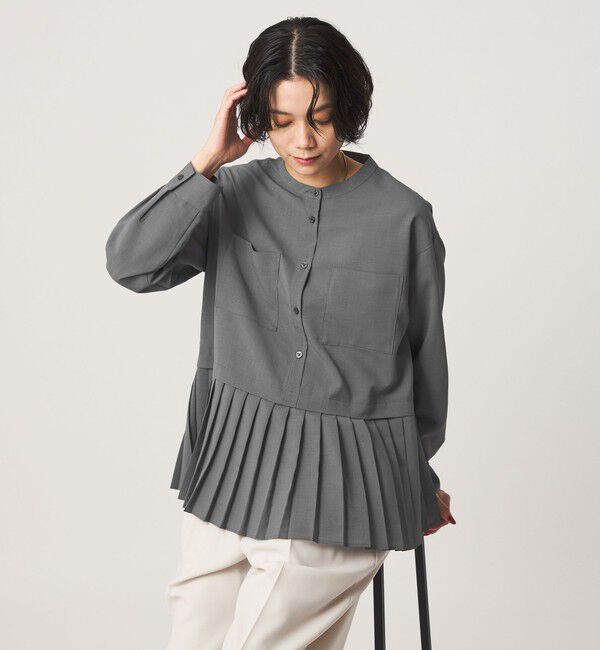 UNITED ARROWS green label relaxing「［size SHORTあり］スソ プリーツ シャツ マシンウォッシャブル 吸水速乾」|シャツ・ブラウス|