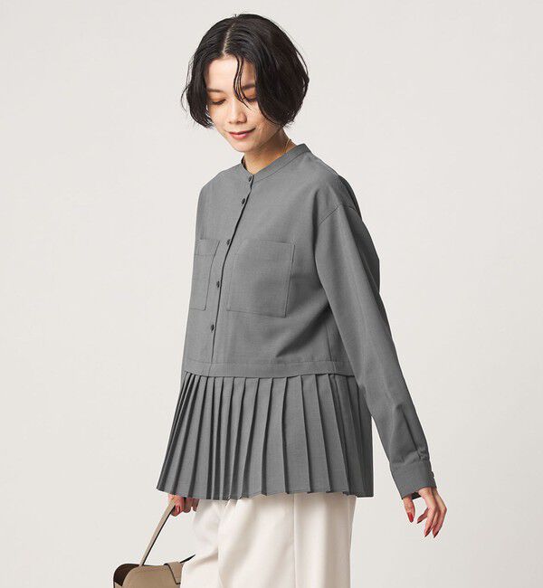 UNITED ARROWS green label relaxing「［size SHORTあり］スソ プリーツ シャツ マシンウォッシャブル 吸水速乾」|シャツ・ブラウス|