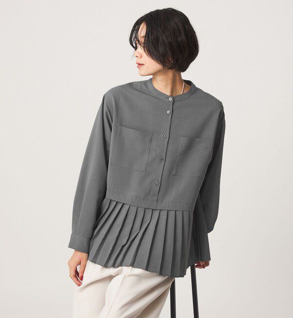 UNITED ARROWS green label relaxing「［size SHORTあり］スソ プリーツ シャツ マシンウォッシャブル 吸水速乾」|シャツ・ブラウス|