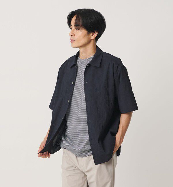 BEAUTY&YOUTH UNITED ARROWS「ヨウリュウ キャンプカラー シャツ FORM型 吸水速乾 通気性」|シャツ・ブラウス|NAVY