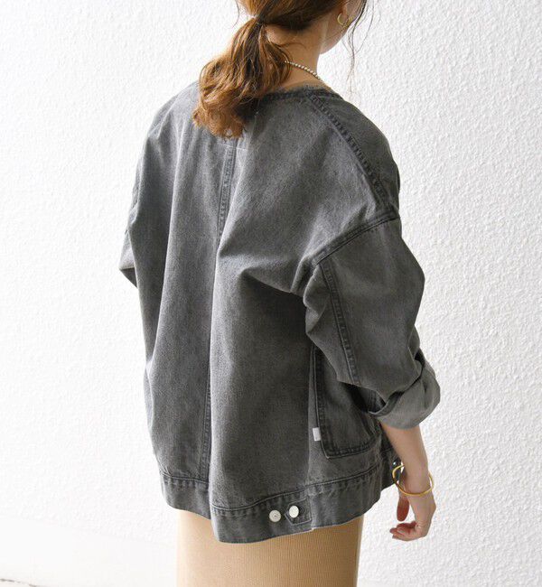 SHIPS any「ノーカラー デニム ブルゾン［SHIPS any DENIM］」|デニムジャケット|