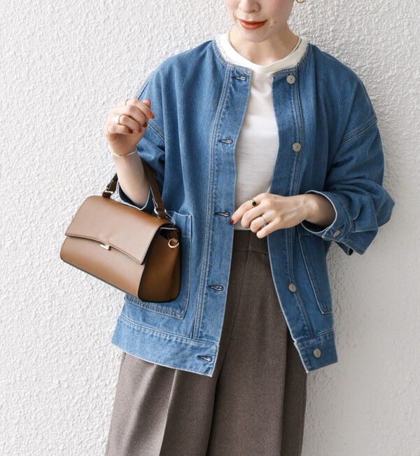SHIPS any「ノーカラー デニム ブルゾン［SHIPS any DENIM］」|デニムジャケット|