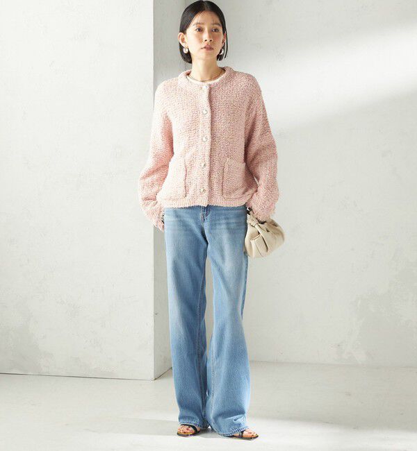 SHIPS for women「〈手洗い可能〉ミックスカラー ニット ジャケット」|ノーカラージャケット|