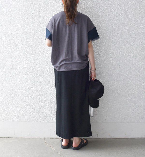 SHIPS any「SHIPS any:〈手洗い可能〉カノコ チュール コンビ ワイド TEE」|Tシャツ・カットソー|
