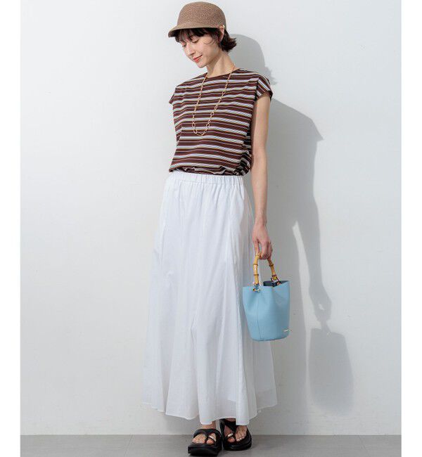 23区「マルチボーダー フレンチスリーブ カットソー」|Tシャツ・カットソー|