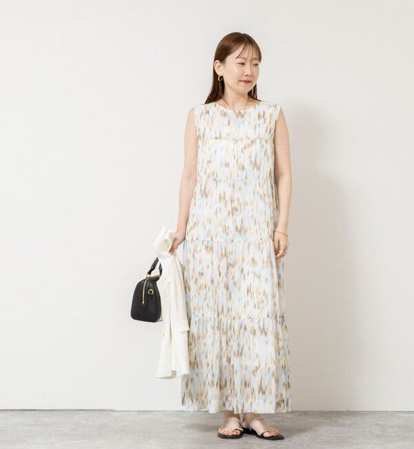 NOLLEY'S sophi「ウォッシャブルラメストライプアートプリントティアード2WAYワンピース」|ワンピース|