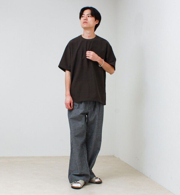 GLOSTER「【布帛ライクできれい見え】麻混サイドジップTシャツ」|Tシャツ・カットソー|