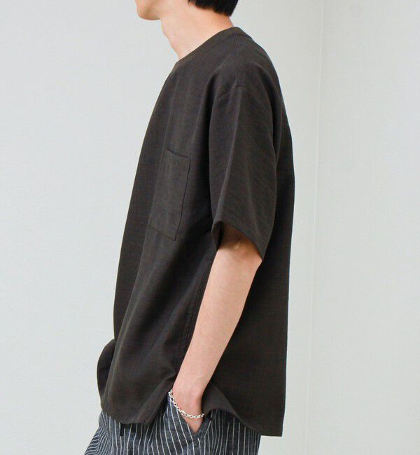 GLOSTER「【布帛ライクできれい見え】麻混サイドジップTシャツ」|Tシャツ・カットソー|