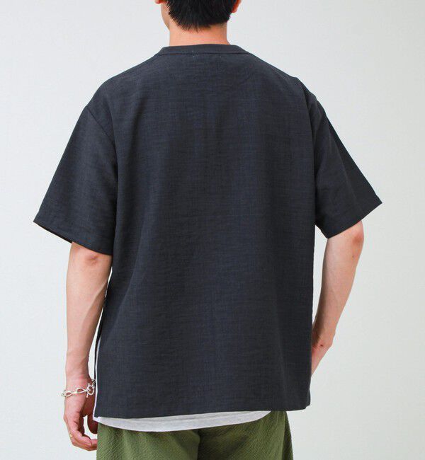 GLOSTER「【布帛ライクできれい見え】麻混サイドジップTシャツ」|Tシャツ・カットソー|